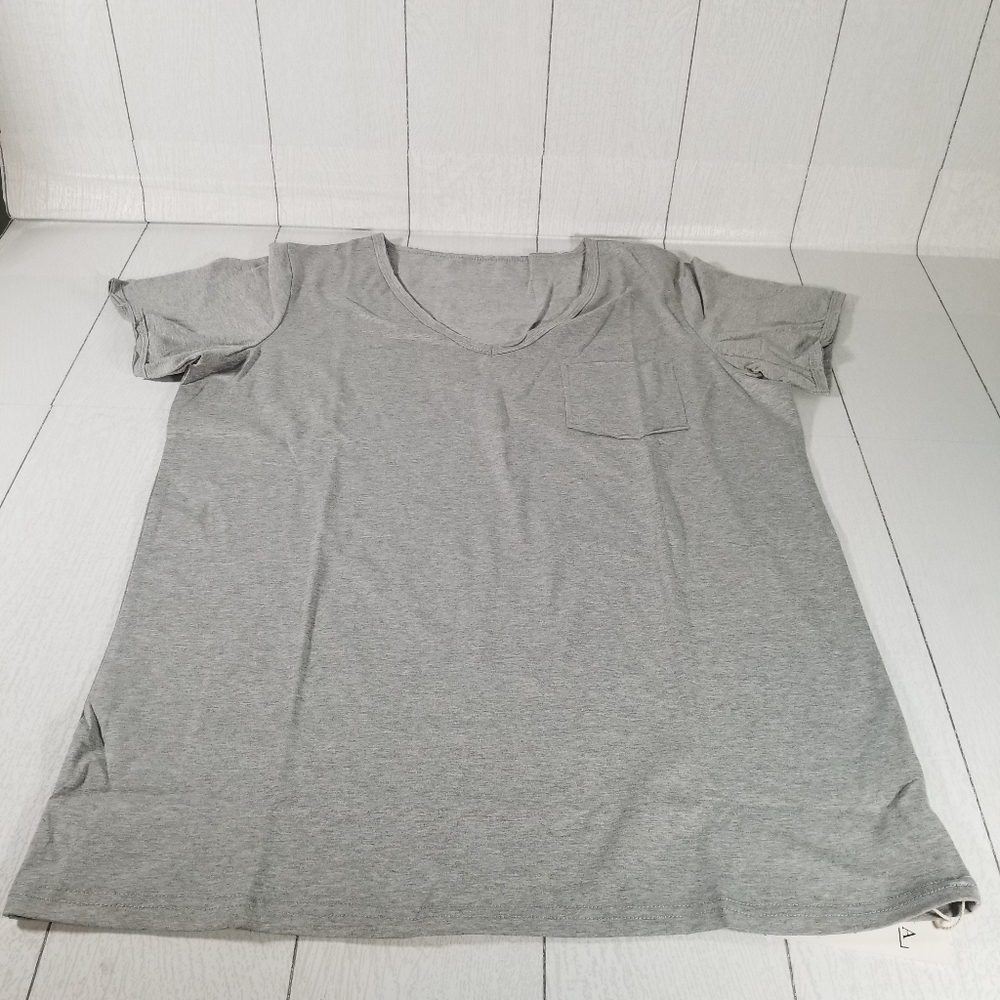 Slim Fit Gray Tee Shirt V-Neck Style With Front Pocket